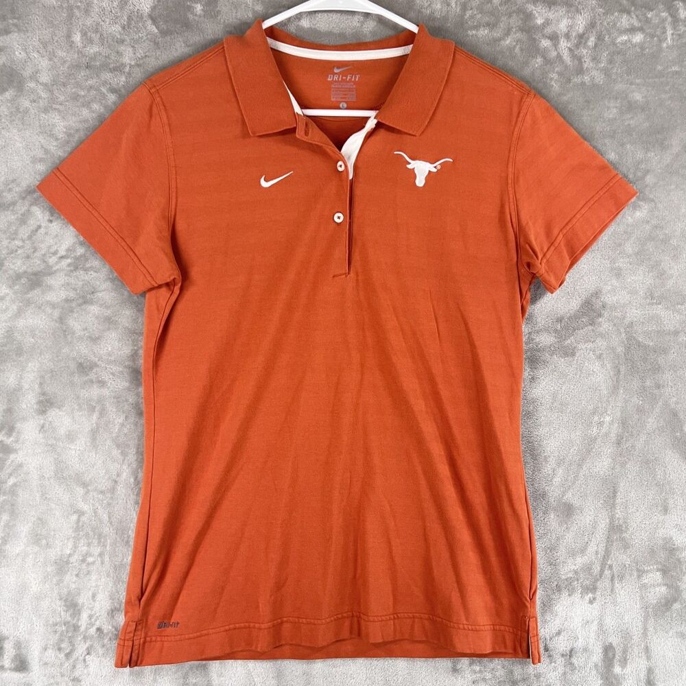 Nike Dri-FIT Texas Longhorns Women’s Polo Shirt Burnt Orange Size Large L